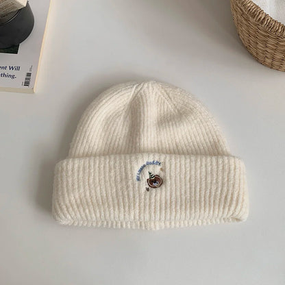 ‌2025 New Autumn Winter Bear Embroidery Windproof Pullover Beanie Hat