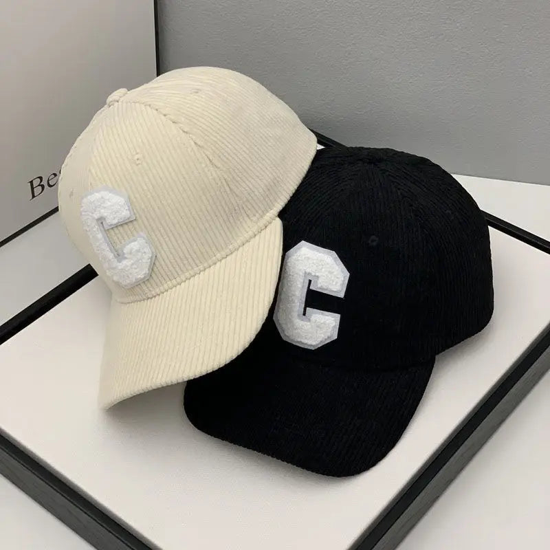 Fashion Corduroy Baseball Cap Ladies Letter C baseball Hat Women Man