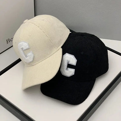 Fashion Corduroy Baseball Cap Ladies Letter C baseball Hat Women Man