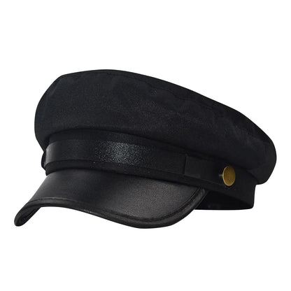 Simple Unisex Red Black Flat Navy Hat Cap