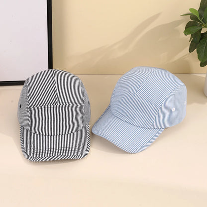 Korean Minimalist Striped Baseball Cap Street Fashion Brand Hip Hop Flat Brimmed Cap