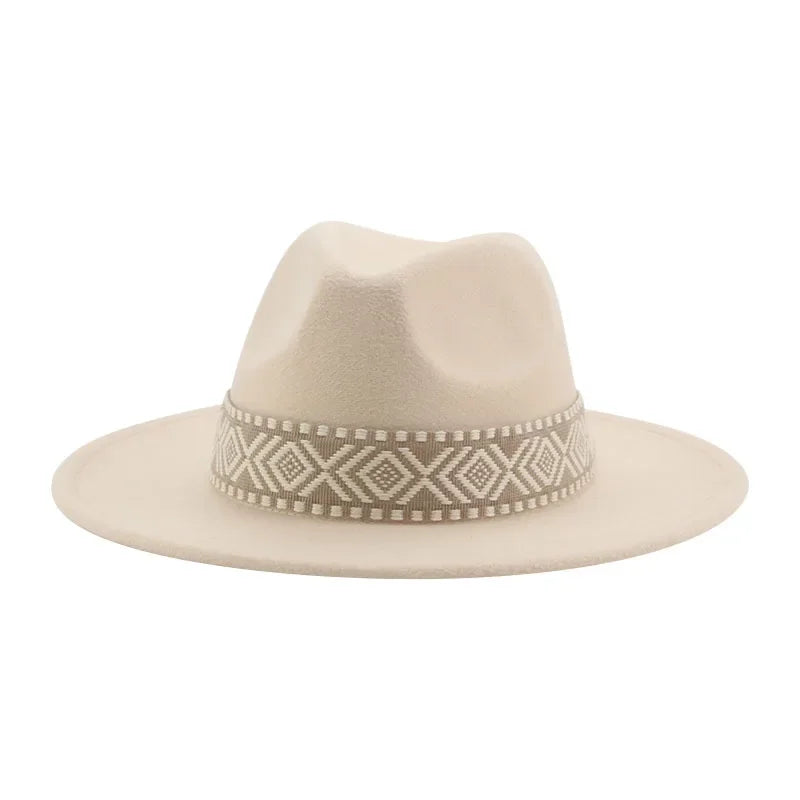 Panama Hat Western Cowboy Hats For Women Solid Big Brim Casual Fedoras Men Women