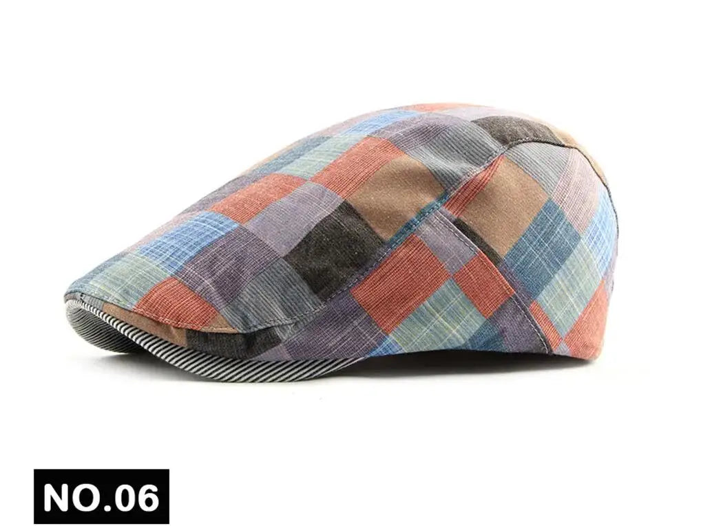 Men Women Classic Englad Style Plaid Berets Caps