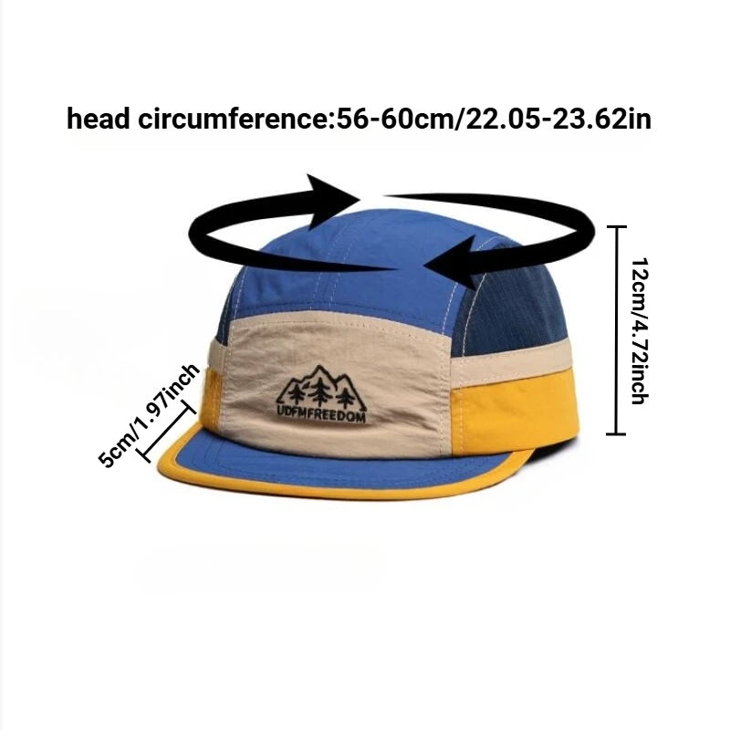 5 Panel Baseball Cap for Men Women, Embroidery Mesh Nylon Quick Dry Breathable