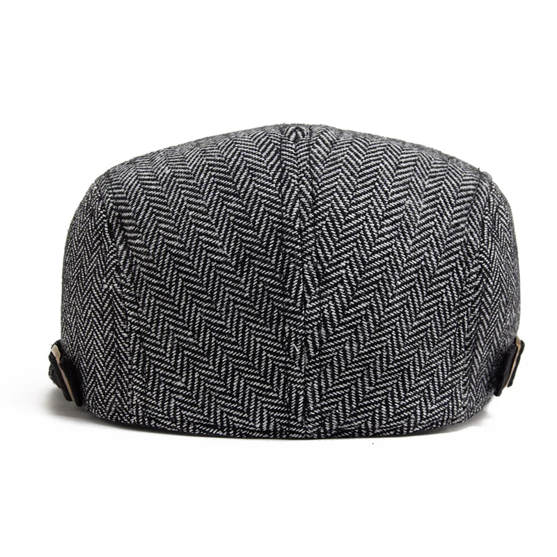 New Herringbone Vintage Beret Men Autumn Winter Casual Flat Visor Hat