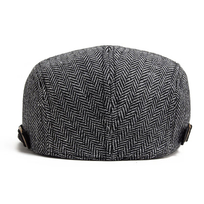 New Herringbone Vintage Beret Men Autumn Winter Casual Flat Visor Hat