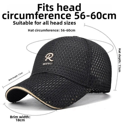 R Letter Embroidery Full Mesh Baseball Cap