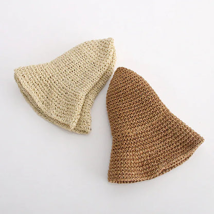 Handmade Straw Woven Retro Fisherman Hat Big Edge Foldable Sun Hat