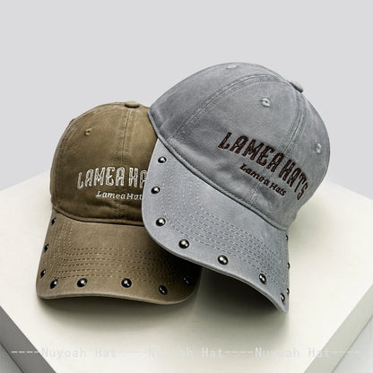American Retro Rivet Embroidered Letters Baseball Hats