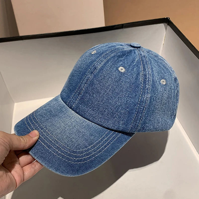 Fashion Denim Baseball Cap For Women Men Solid