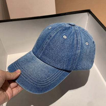 Fashion Denim Baseball Cap For Women Men Solid