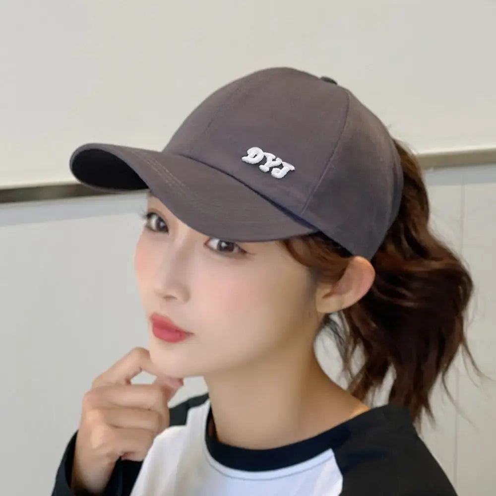 Adjustable Cotton Ponytail Hat With Ponytail Hole Baseball Caps