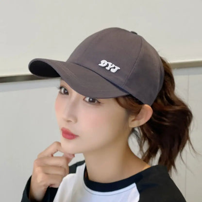 Adjustable Cotton Ponytail Hat With Ponytail Hole Baseball Caps