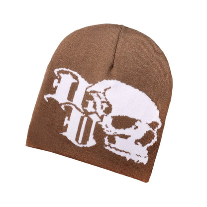 European And American Skull Jacquard Knitted Hat