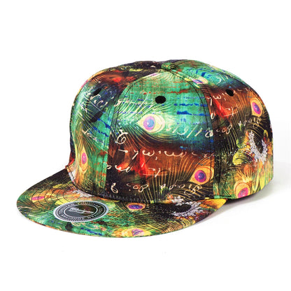 Peafowl Feather Printing Hip Hop Cap Summer Snapback Cap