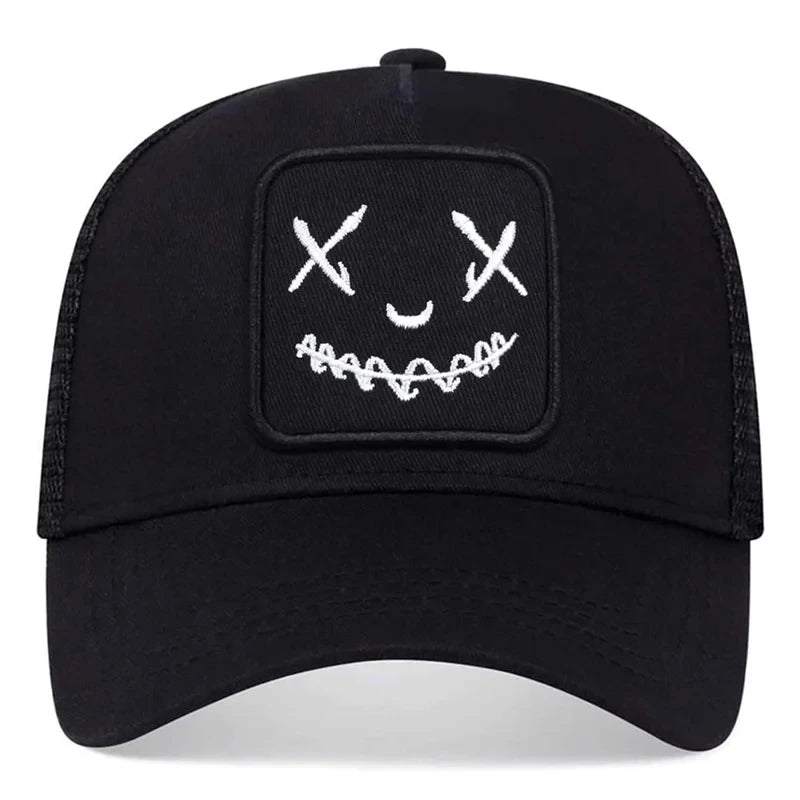 Unisex Baseball Cap Smile Face Patch Pattern Caps Men Women Summer