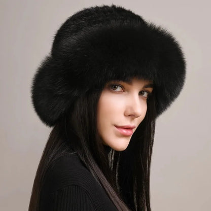 New Genuine Real Natural Knitted Mink Fur Hat Cap Real Fox Fur Beanies