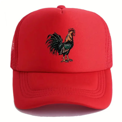 Vibrant Rooster Design Mesh Baseball Cap