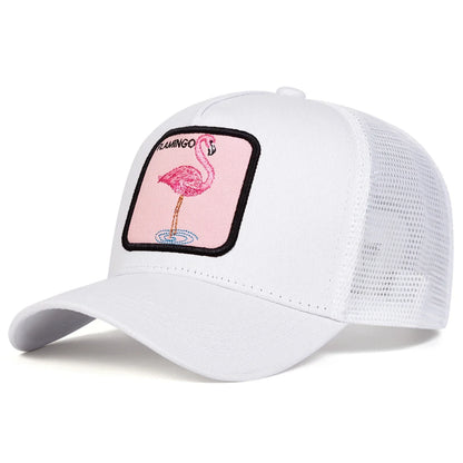 Unisex Flamingo Patch Embroidery Baseball Net Caps Spring and Summe