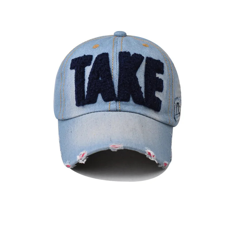 Vintage Denim Baseball Cap For Women Men Letter Snapback Sun Hat