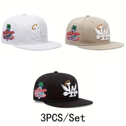 1/2/3/4PCS Fashion Unisex LA Embroidery Snapback Caps Los Angeles Angel Wings Hip Hop Caps