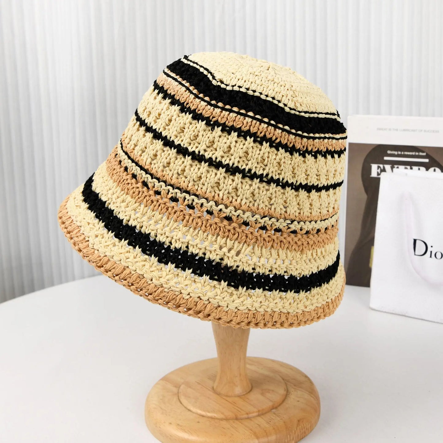 Korean New Striped Beach Vacation Fisherman Hat