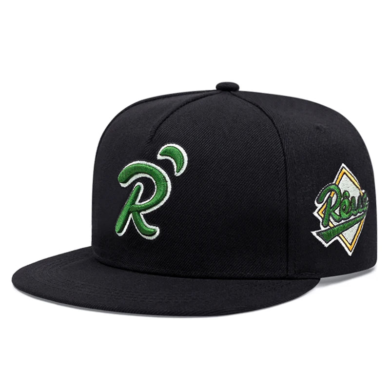 Creative Hip Hop Hat R Letter Dot Green Embroidered Baseball Hat
