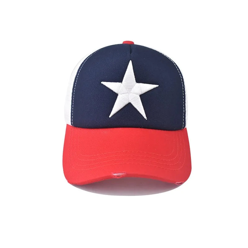 Unisex Mesh Cap Casual Plain Embroidery Five-Star Cotton Baseball Cap Summer for Women And Men