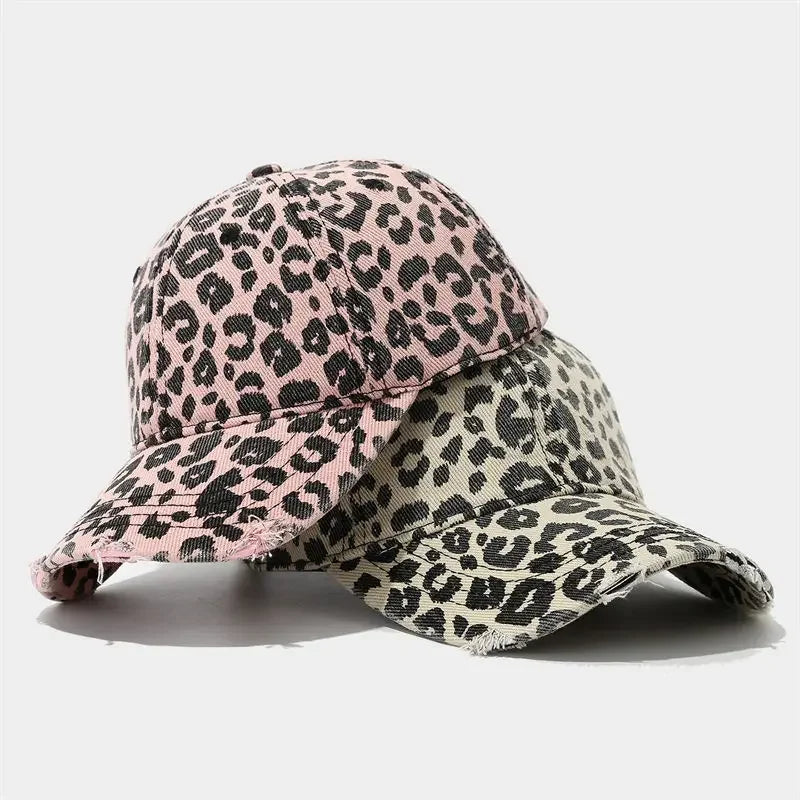 Spring Polyester Leopard Print Casquette Baseball Cap