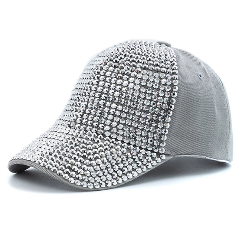 Women Diamond Inlay Cap Simple Plain Baseball Cap Female