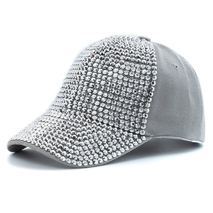 Women Diamond Inlay Cap Simple Plain Baseball Cap Female