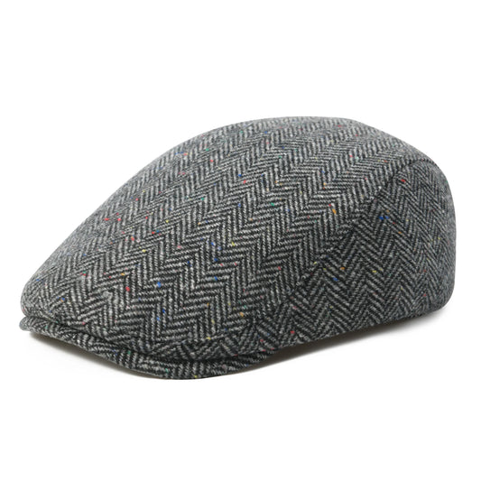 Men's Herringbone Flat Ivy Newsboy Hat Wool Blend Gatsby Cabbie Cap