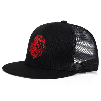 Unisex Lion Head Embroidery Hip-hop Net Hats Spring Summer