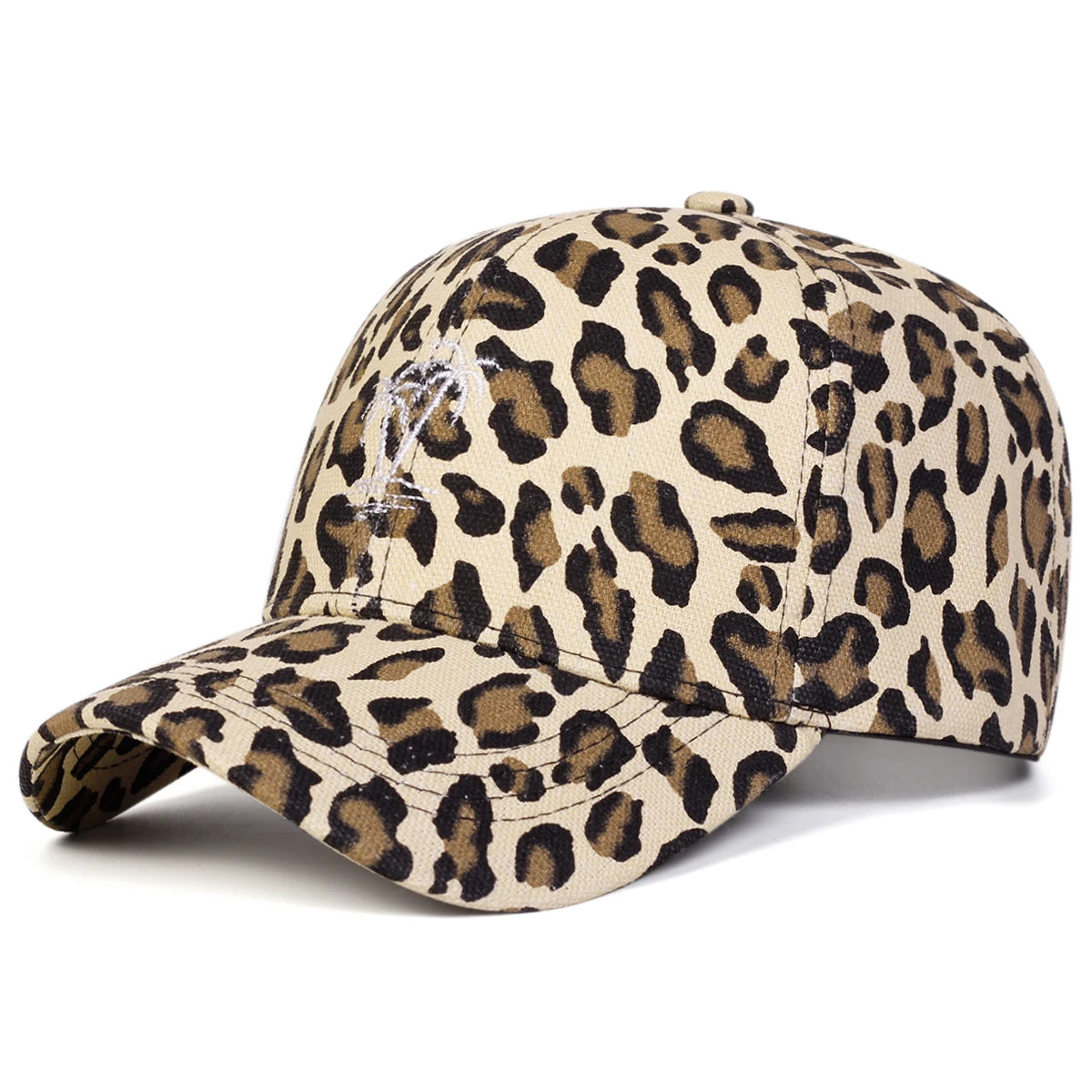 Unisex Coconut Tree Embroidery Leopard Print Baseball Caps