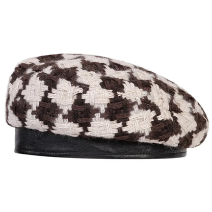 Women Grid Beret Hat Fashion Winter Autumn For Woman Retro Berets