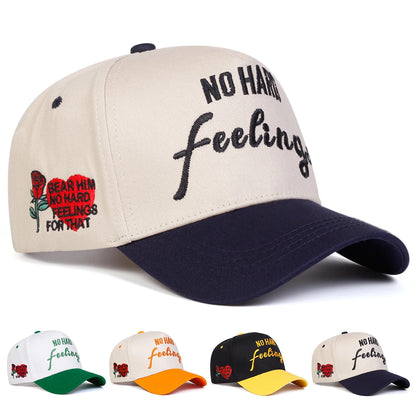 Unisex No Hard Feelings Embroidery Side Love Rose Baseball Caps Spring And Autumn