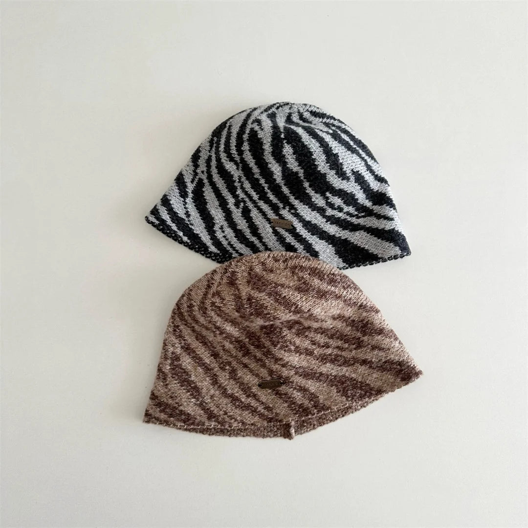 2026 Autumn Kids Fisherman Hat Stripe Knitted Hat