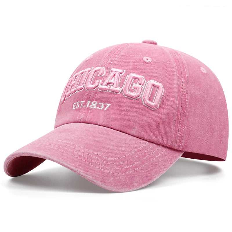 Letter Chicago Baseball Cap Men Women Spring Summer Cotton Unisex Baseball Cap