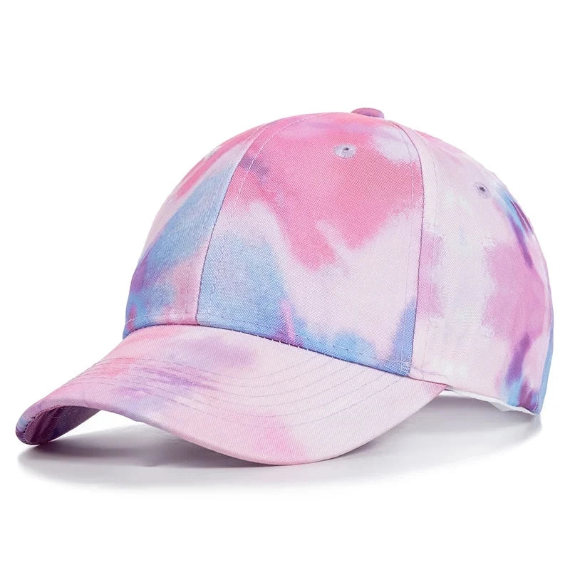 New Fashion Women Tie Dye Cap Multicolor Irregular Print Baseball Cap