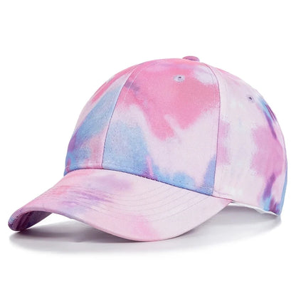 New Fashion Women Tie Dye Cap Multicolor Irregular Print Baseball Cap