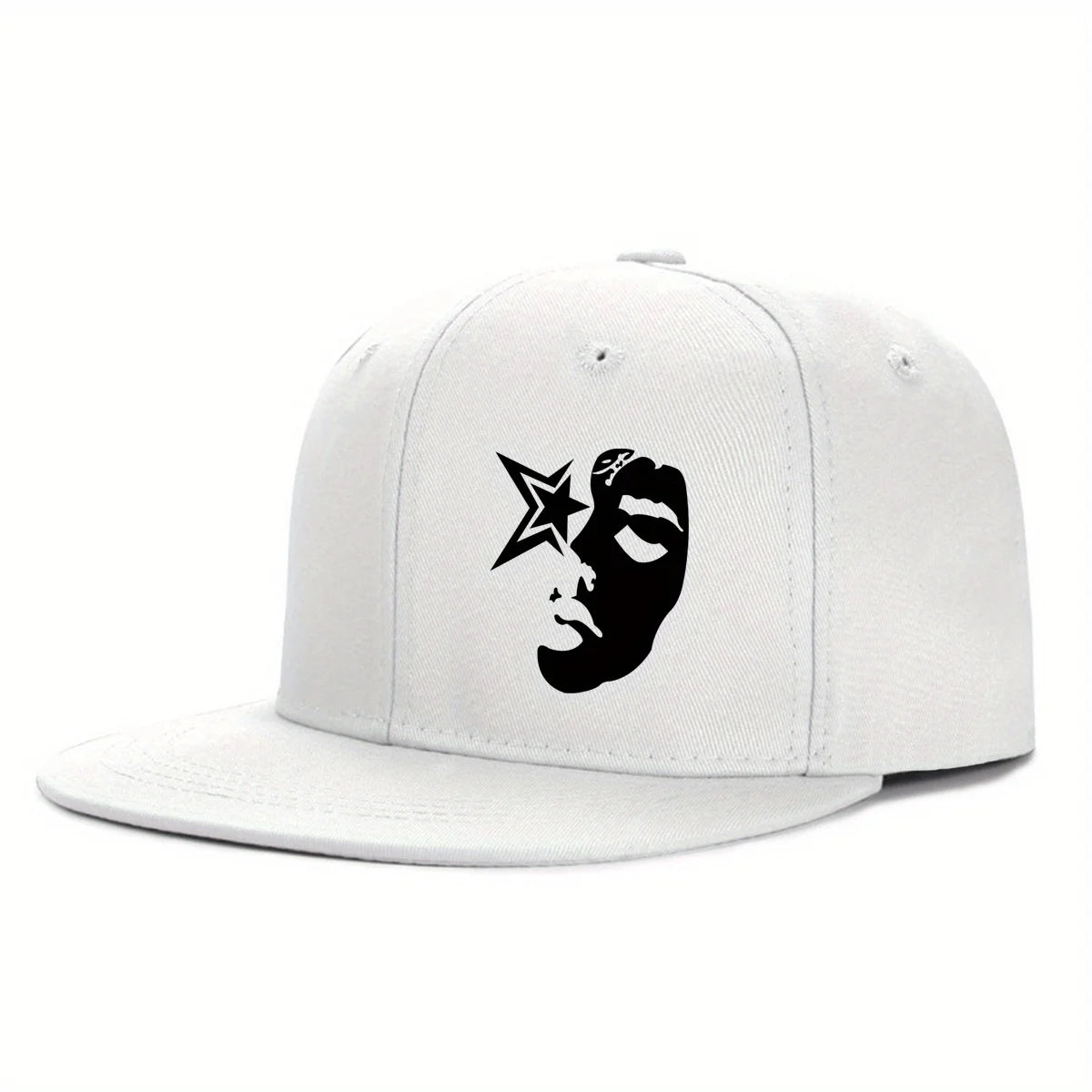 Fashion Face Pattern Printed Flat Brim Hat Hip Hop Y2k Snapback Hats