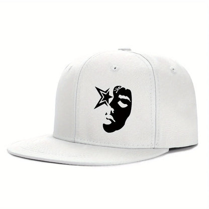 Fashion Face Pattern Printed Flat Brim Hat Hip Hop Y2k Snapback Hats