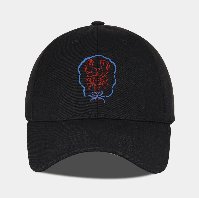 Bow Tie Lobster Print Soft Top Baseball Cap Soft Comfortable Lightweight Trendy Fashionable Unisex