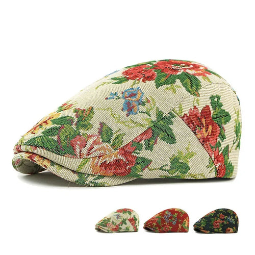 Four Seasons Polyester Print Newsboy Caps Girl Flat Cap