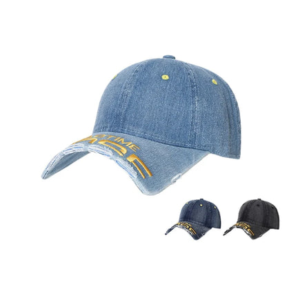 American Vintage Distressed Denim Baseball Cap