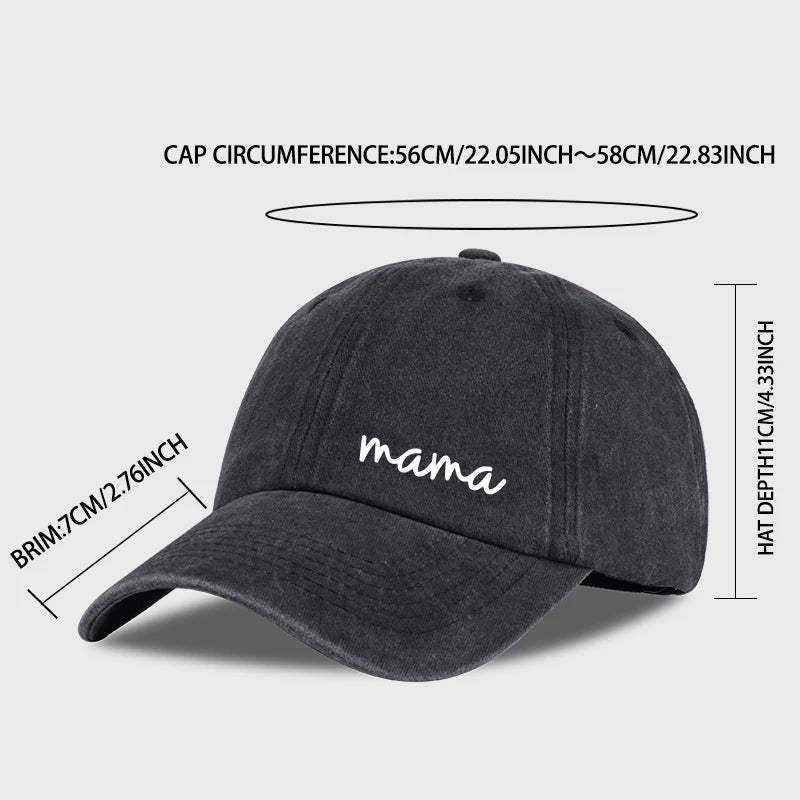 Minimalist "Mama" Print Washed Baseball Cap