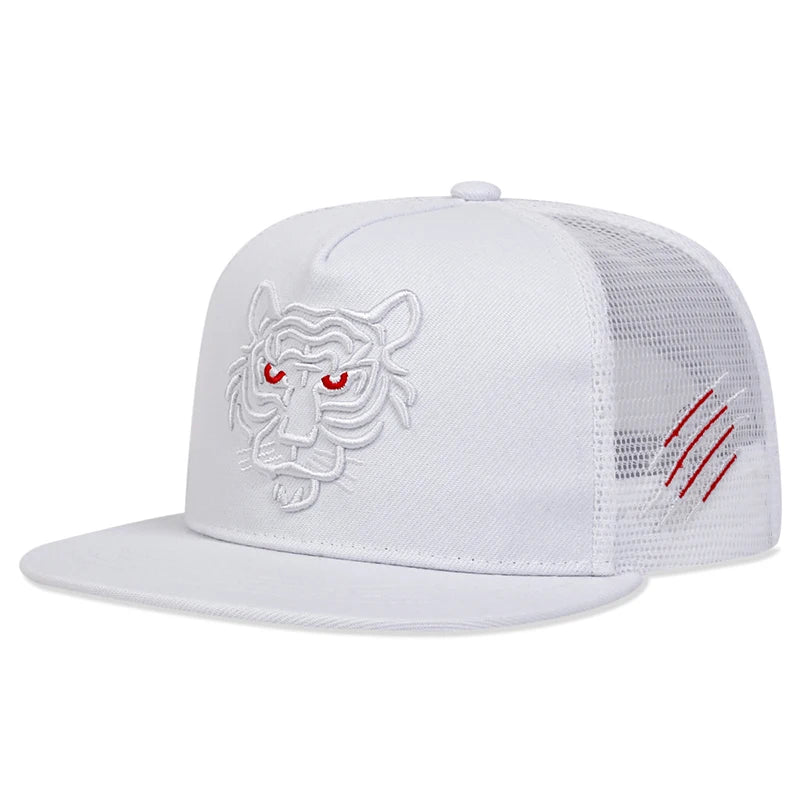Unisex Tiger Head Side Scratch Embroidery Hip-Hop Net Hats