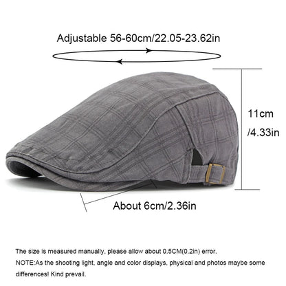 Casual Plaid Flat Peaked Caps For Men Solid Color Berets Hat