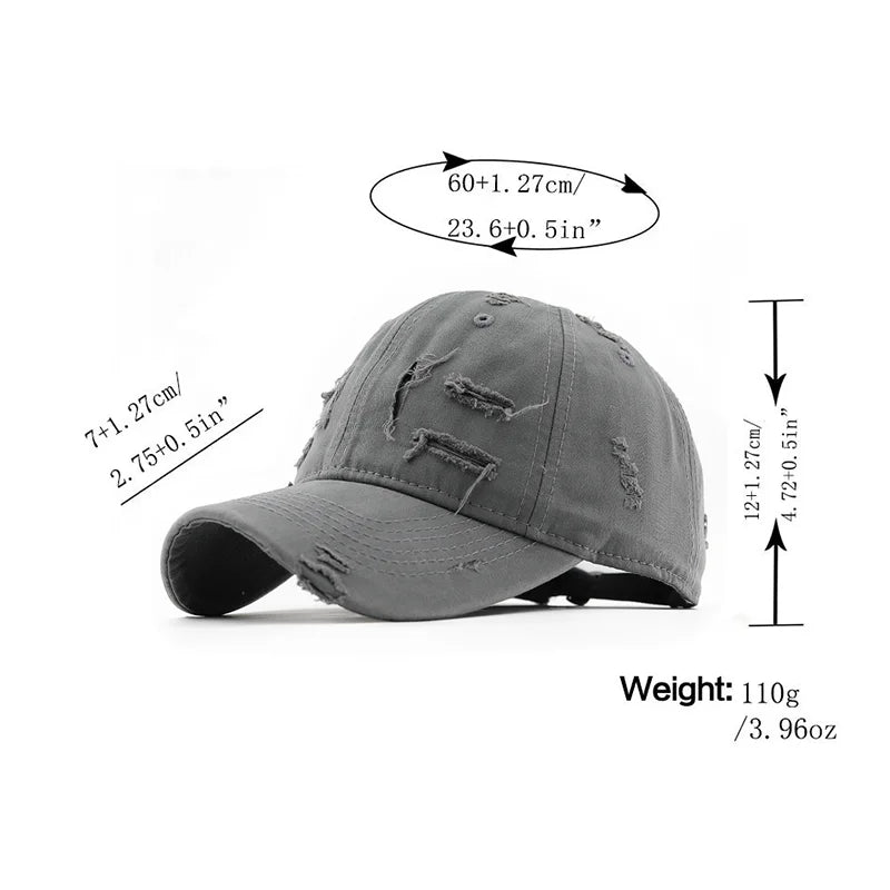 Washed Hole Baseball Cap New Spring Solid Sunhat Men Women