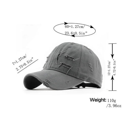 Washed Hole Baseball Cap New Spring Solid Sunhat Men Women